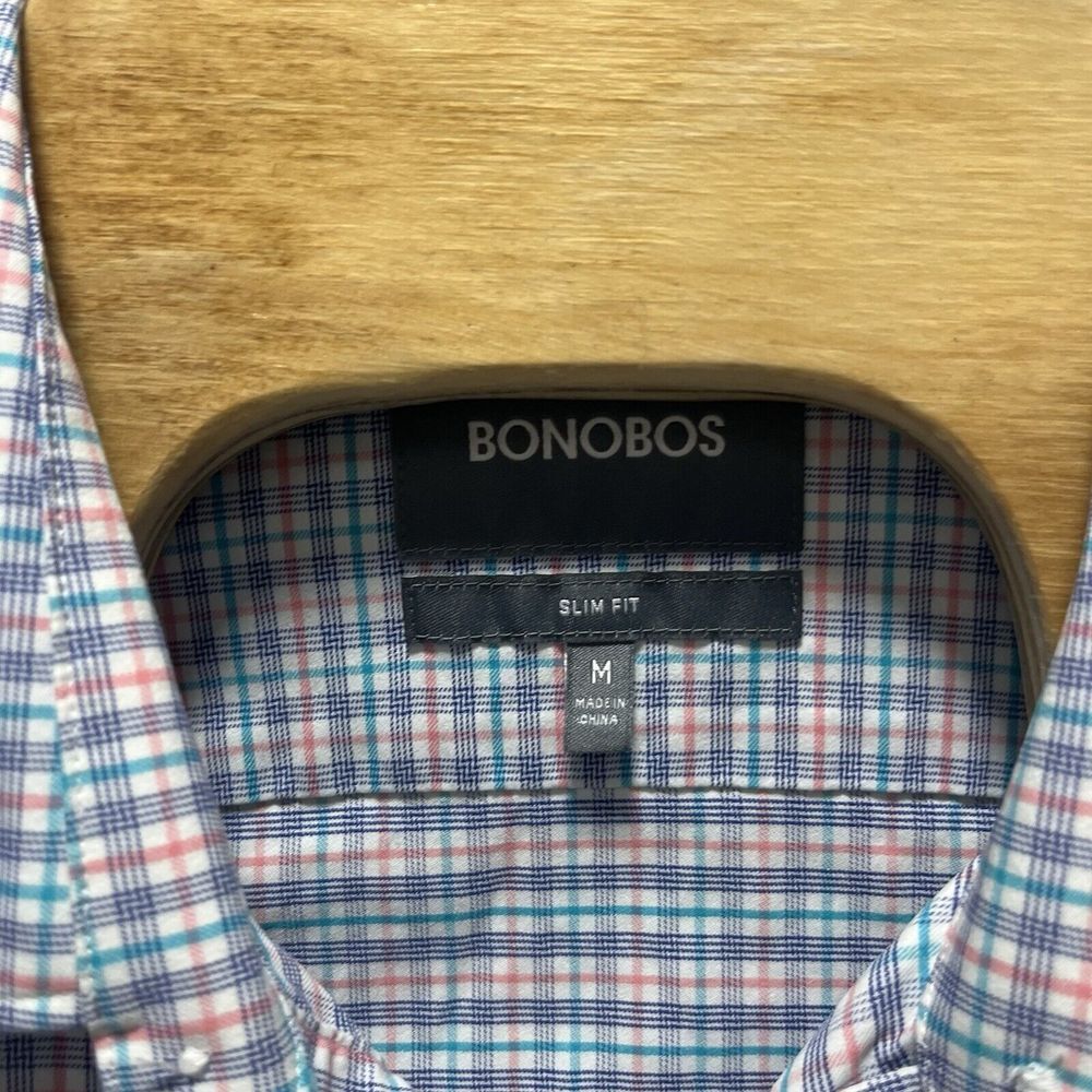 Bonobos Slim Fit Performance Shirt Size Medium Gingham Check Button Up - Picture 2 of 6